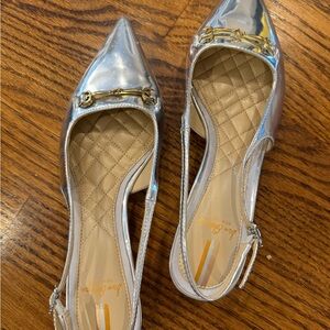 Sam Edelman Metallic Silver Flats with Gold Accent